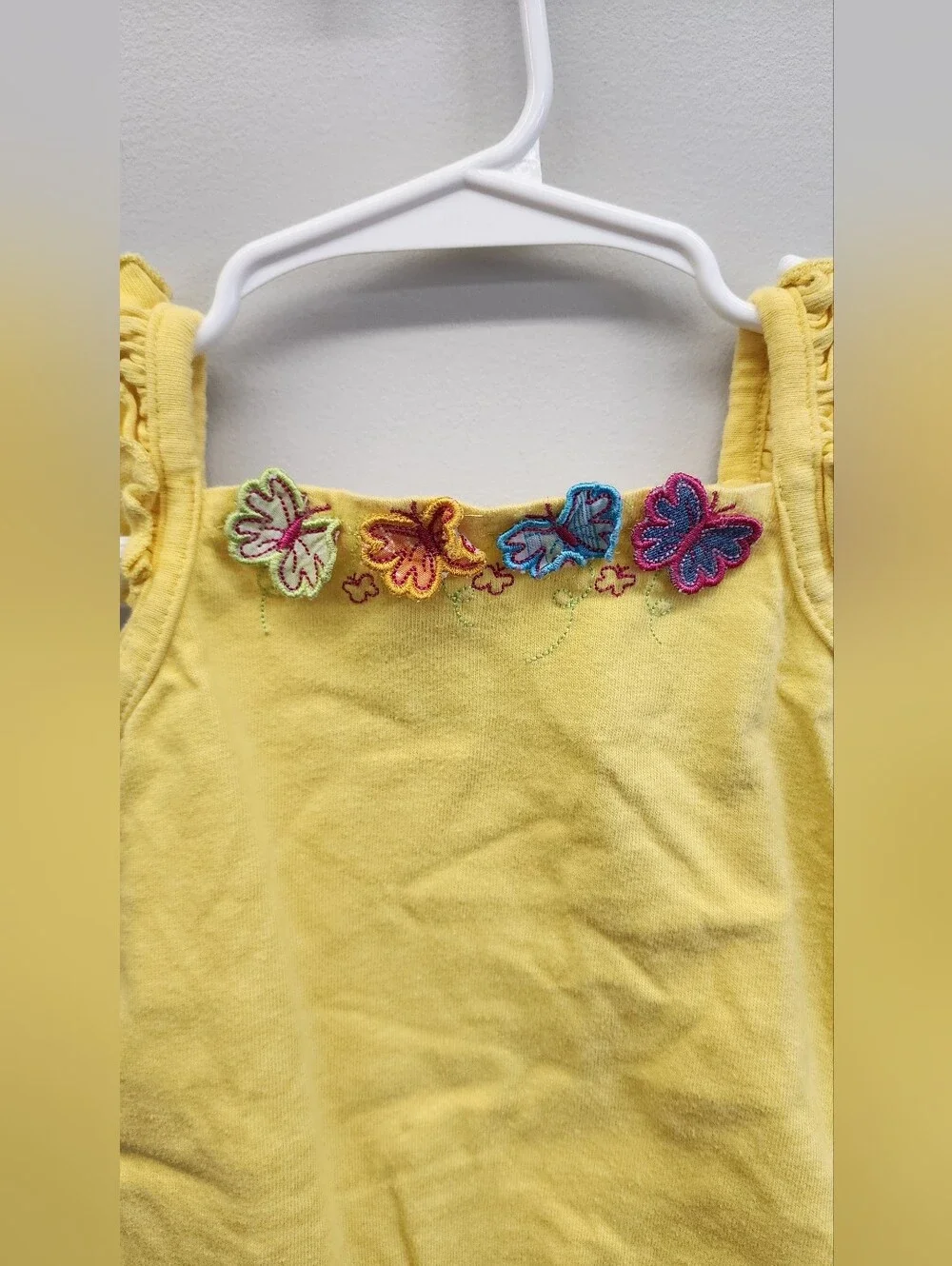 Faded Glory Baby Girls Yellow Floral Ruffle Bodysuit 6-9M Y2K 100% Cotton
